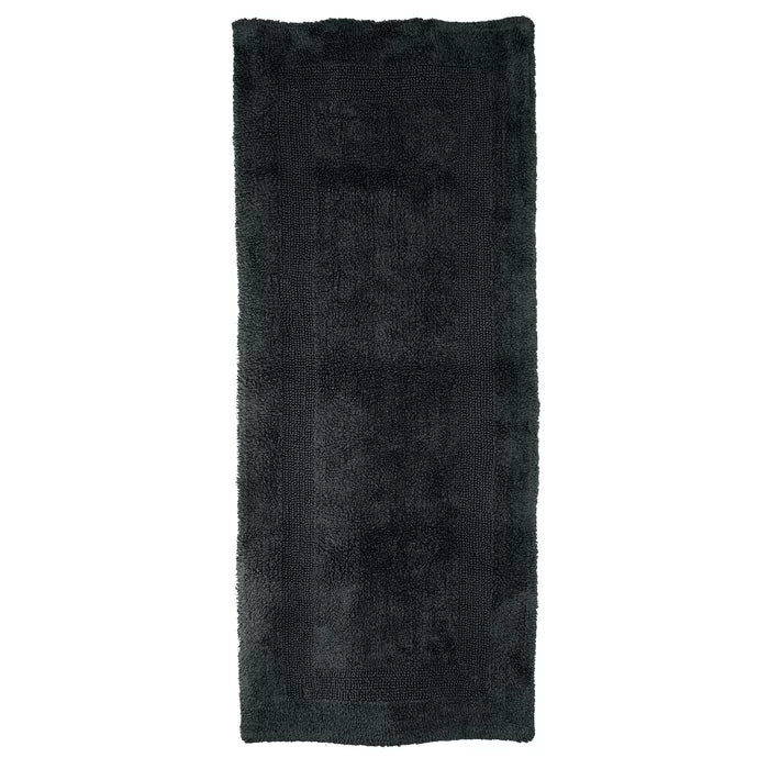 Black 100% Cotton Reversible Bath Rug
