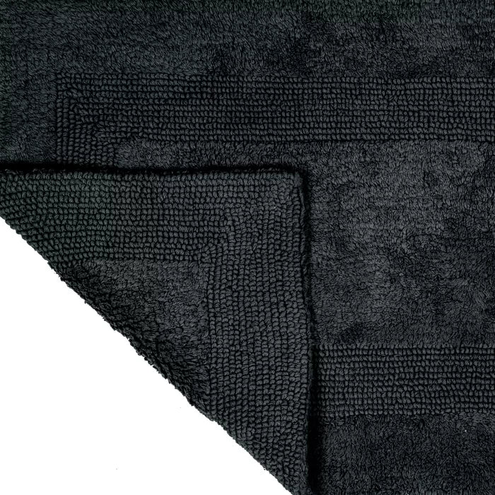 Black 100% Cotton Reversible Bath Rug