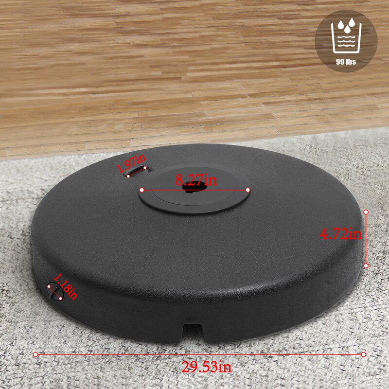 100 Lbs Patio Offset  Umbrella Base, Water & Sand Filled Cantilever Weights, Heavy Duty Round Umbrella Stand For Outdoor, Lawn, Garden (black) CA338