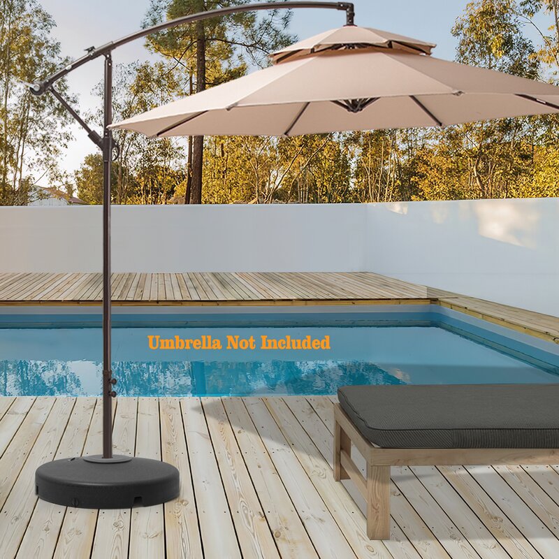 100 Lbs Patio Offset  Umbrella Base, Water & Sand Filled Cantilever Weights, Heavy Duty Round Umbrella Stand For Outdoor, Lawn, Garden (black) CA338