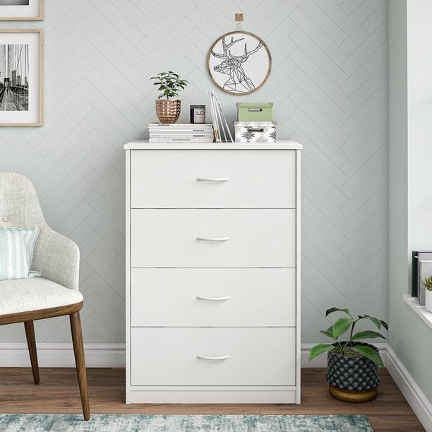Mainstays Classic 4 Drawer Dresser, White TTR380