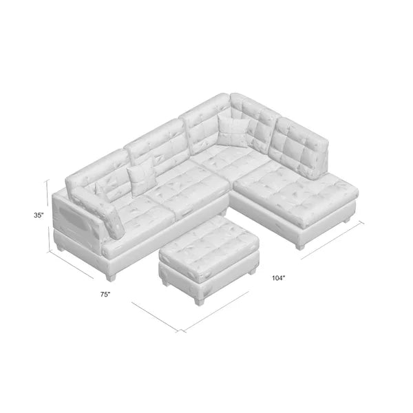 104" Wide Reversible Corner Sectional with Ottoman