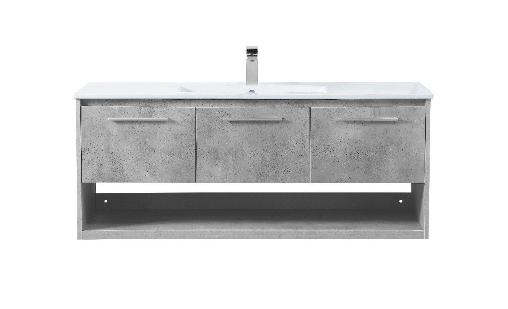 48 Inch Single Bathroom Floating Vanity In Concrete Grey K7297