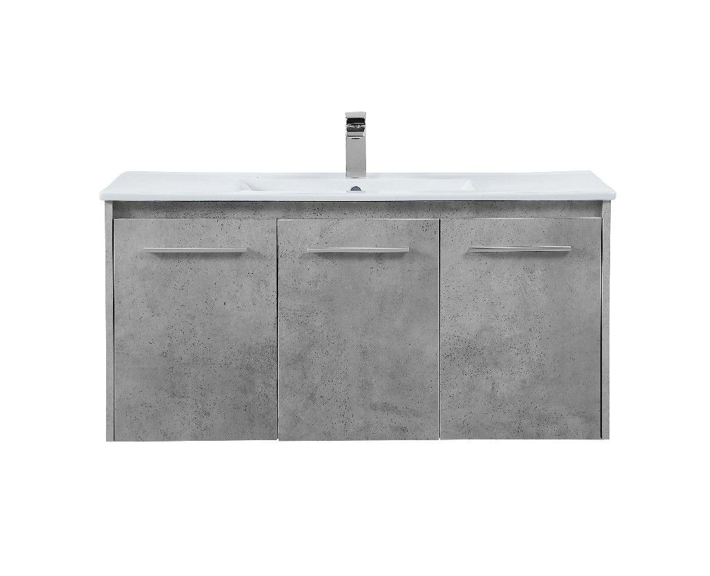 40 Inch Single Bathroom Floating Vanity In Concrete Grey