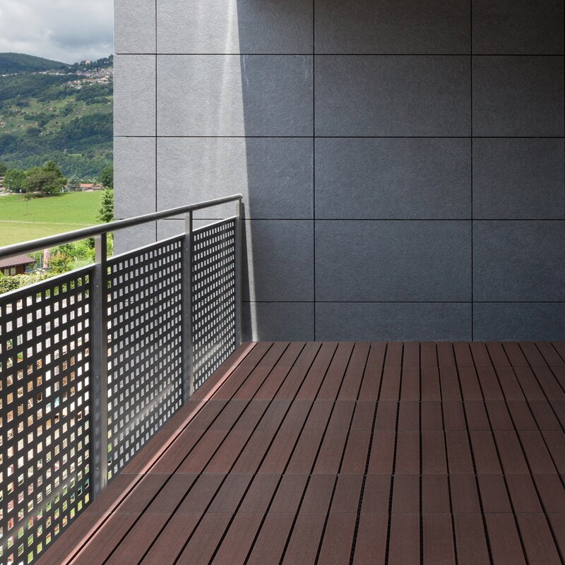 10Pc Interlocking Wood Plastic Compsoite Patio Deck Tiles Decking By CR Home (Kentucky Umber)