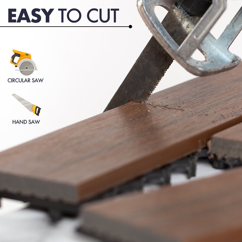 10Pc Interlocking Wood Plastic Compsoite Patio Deck Tiles Decking By CR Home (Kentucky Umber)