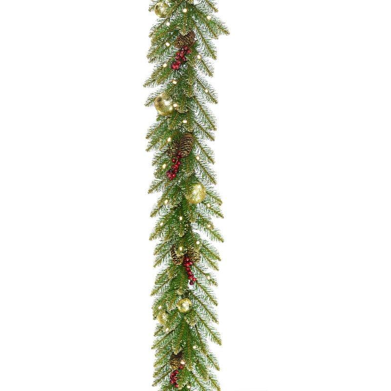 10' Dunhill Fir Pre-Lit Garland with 100 Clear & White Lights