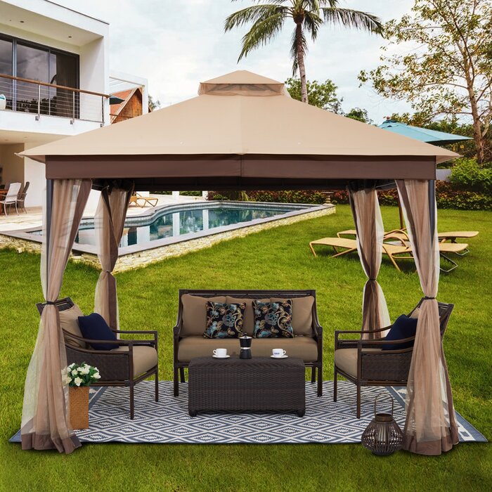 10 Ft. W X 10Ft. D Steel Patio Gazebo With Netting