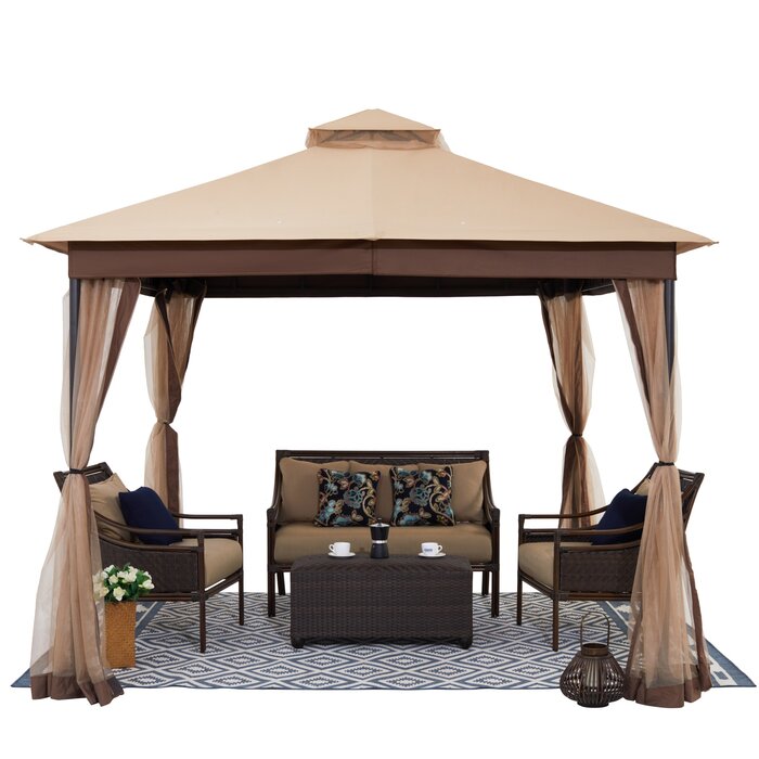 10 Ft. W X 10Ft. D Steel Patio Gazebo With Netting