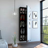 10 Pair Shoe Rack With Mirror Black