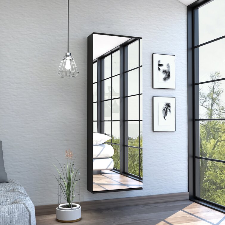 10 Pair Shoe Rack With Mirror Black
