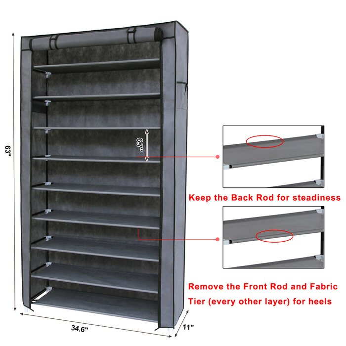 10 Tiers 45 Pair Shoe Rack (#K6440)