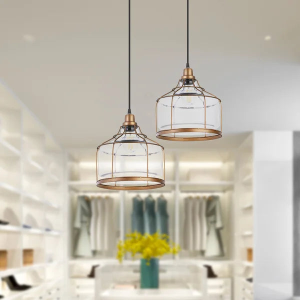 10" Amberjack Brass Metal And Clear Glass Pendant Light - Longshore Tides
