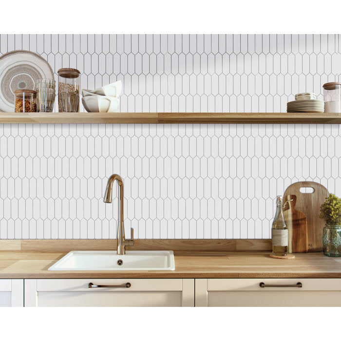 11.22" x 12" Stone Composite Peel & Stick Mosaic Tile