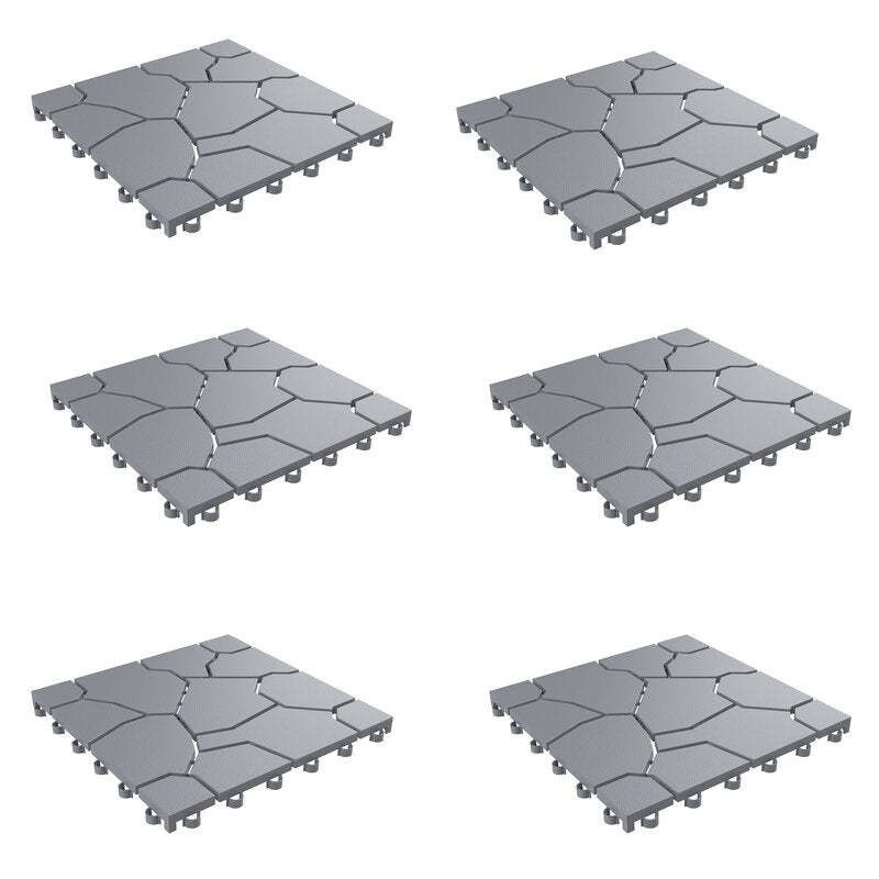 11.5" x 11.5" Plastic Interlocking Deck Tile (Set of 6) SS415