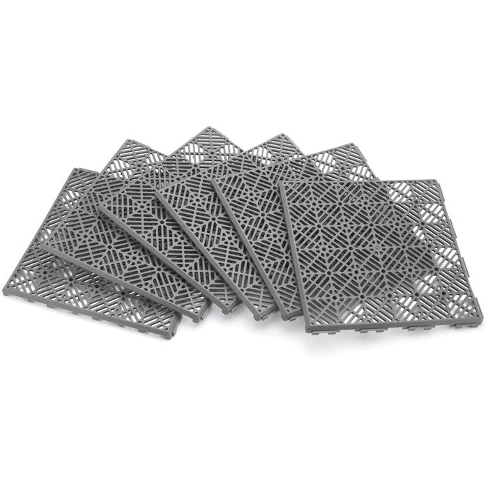 11.5" x 11.5" Plastic Interlocking Deck Tile in Gray (Set of 30) - 5 Boxes