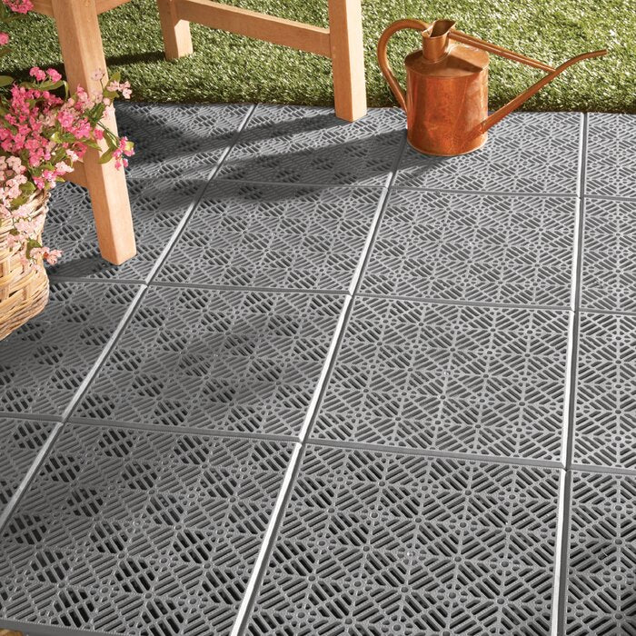 11.5" x 11.5" Plastic Interlocking Deck Tile in Gray (Set of 30) - 5 Boxes