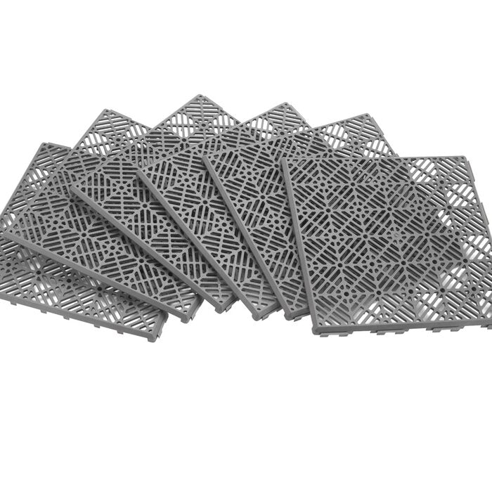 11.5" x 11.5" Plastic Interlocking Deck Tile in Gray (Set of 30) - 5 Boxes