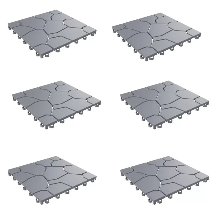 11.5" x 11.5" Plastic Interlocking Deck Tile (Set of 6)