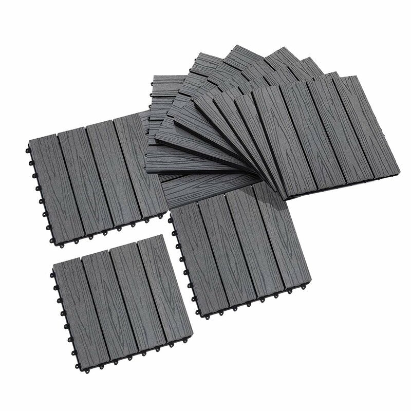 11.8" x 11.8" Composite Interlocking Deck Tile in Brown/Charcoal (Set of 6) pt1253