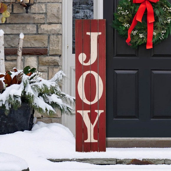 42.00"H Christmas Wooden Porch Sign - JOY (Two Function)