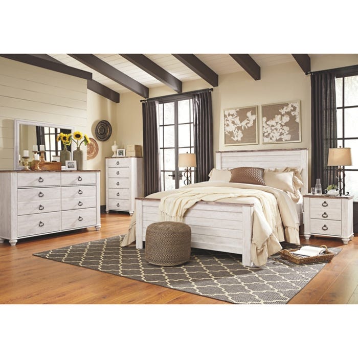 Willowton Two-Toned White Washed 2 Drawer Nightstand KB180