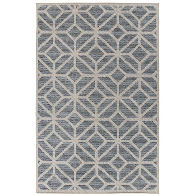 World Rug Gallery  Patio 5 x 7 Blue Indoor/Outdoor Geometric Mid-century Modern Area Rug