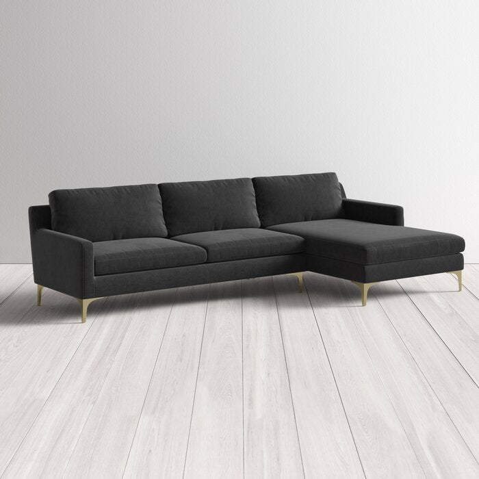 119" Wide Velvet Sofa & Chaise