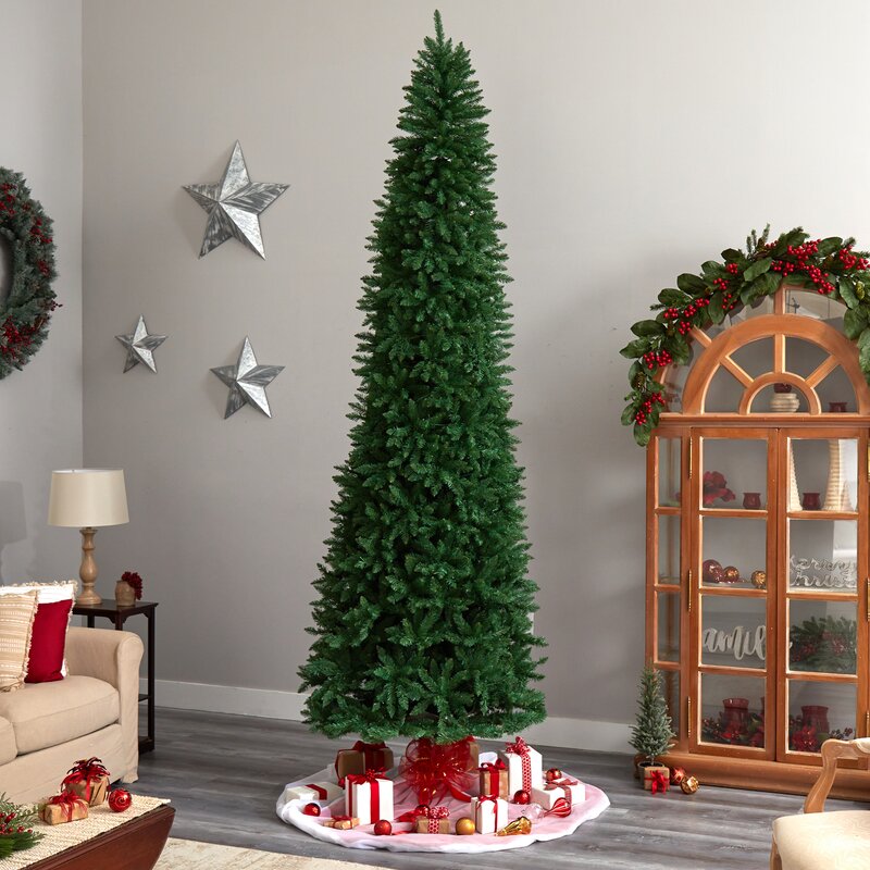 11' H Slender Green Pine Cashmere Christmas Tree with 950 LED Lights