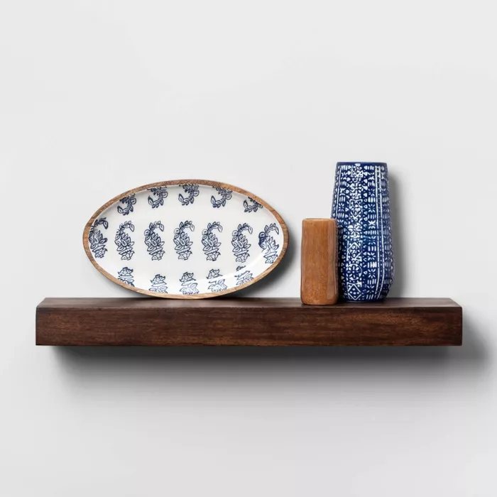 Wood Block Wall Shelf Walnut - Threshold™ TJ171