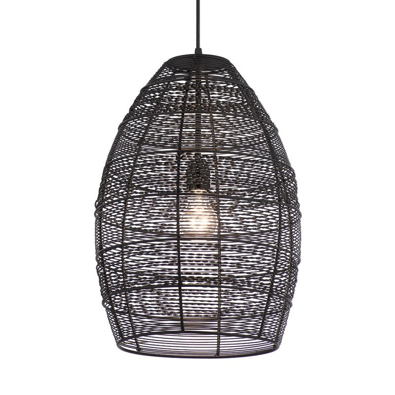 12.25" Strasser Brass Metal Woven Cone-Shaped Pendant Light - Bayou Breeze