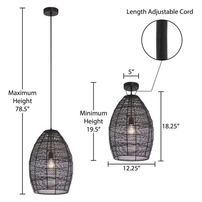 12.25" Strasser Brass Metal Woven Cone-Shaped Pendant Light - Bayou Breeze
