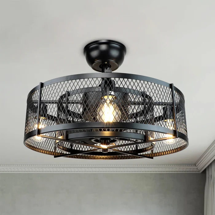 12.2'' Elyja 8 - Blade Caged Ceiling Fan with Remote Control and Light Kit Included