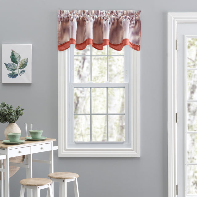 Plaza Stripe 58"x15" Bradford Valance, Brick, B121-LC192