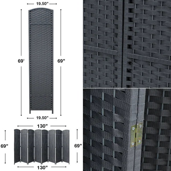 126'' W x 72'' H 8 - Panel Solid Wood Folding Room Divider