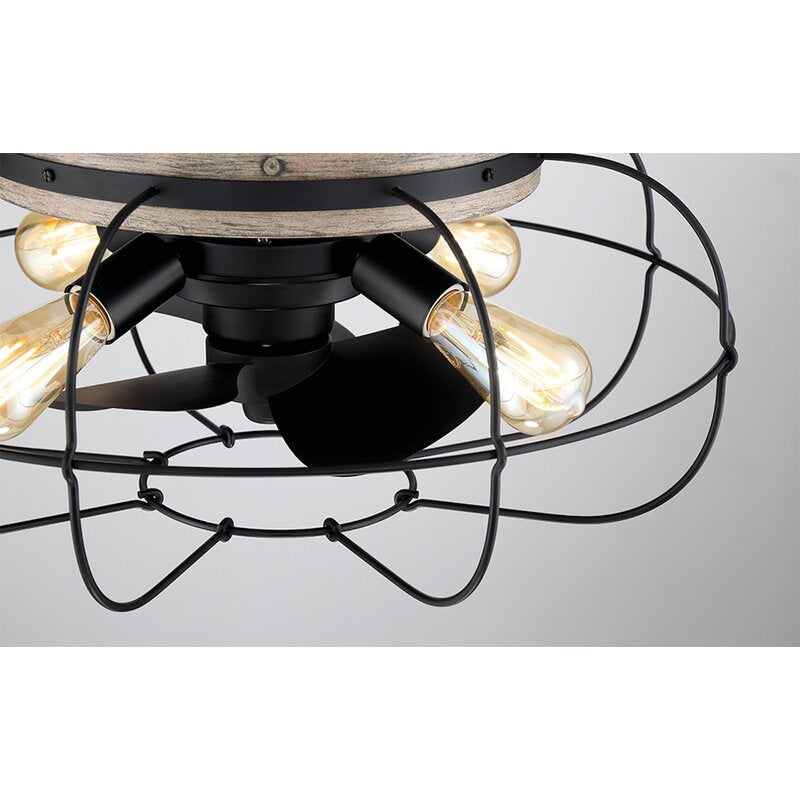 12'' Evaro 3 - Blade Caged Ceiling Fan with and Light Kit Included