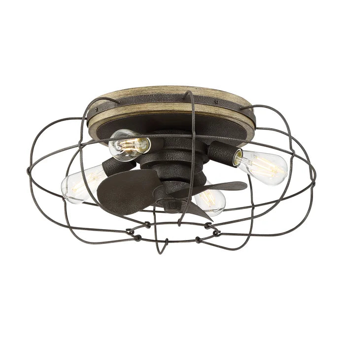 12'' Evaro 3 - Blade Caged Ceiling Fan with and Light Kit Included