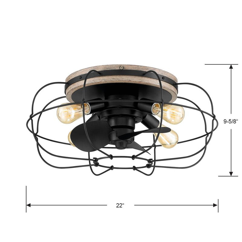 12'' Evaro 3 - Blade Caged Ceiling Fan with and Light Kit Included