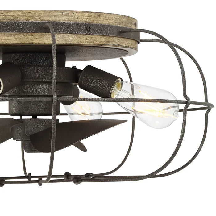 12'' Evaro 3 - Blade Caged Ceiling Fan with and Light Kit Included
