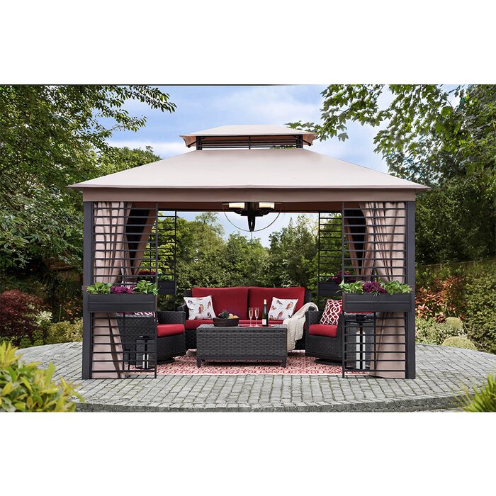 12 Ft. W x 10 Ft. D Metal Patio Gazebo (2 Boxes) K8089