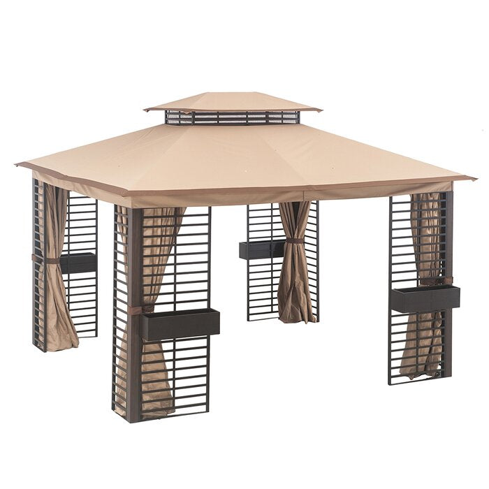 12 Ft. W x 10 Ft. D Metal Patio Gazebo (2 Boxes) K8089