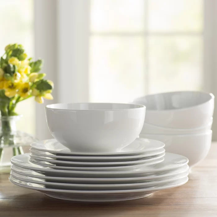 12 Piece Porcelain Dinnerware Set, Service for 4