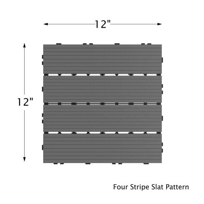 12" x 12" Composite Interlocking Deck Tile in Brown/Dark Gray (Set of 6) VB558