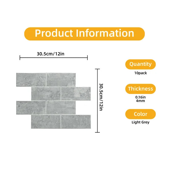 12" x 12" Vinyl Peel & Stick Subway Tile (Set of 10)