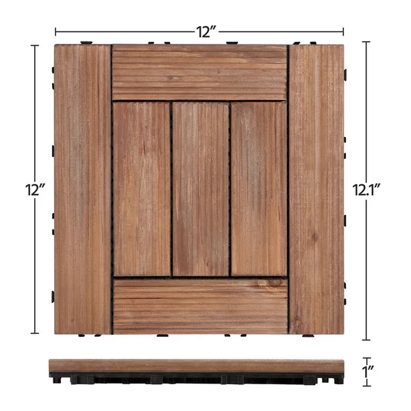 12" x 12" Wood Interlocking Deck Tile in Brown  27-piece set