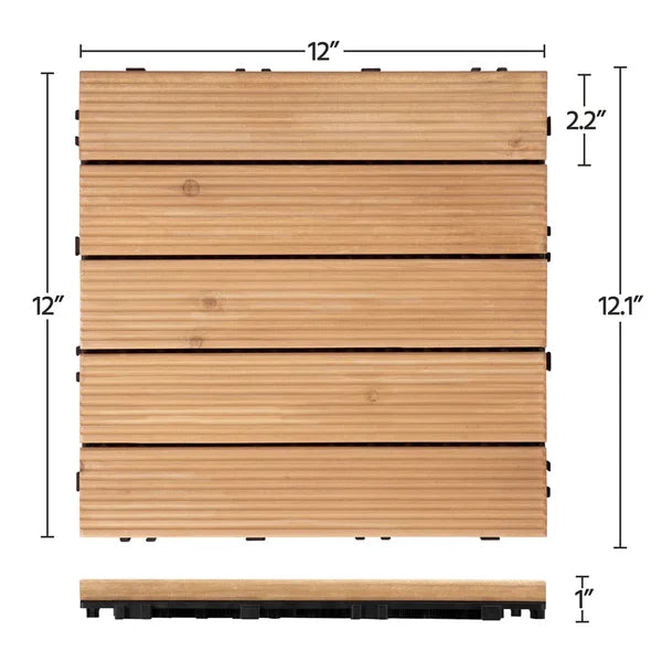 12" x 12" Wood Interlocking Deck Tile in Natural Wood, 27-piece set