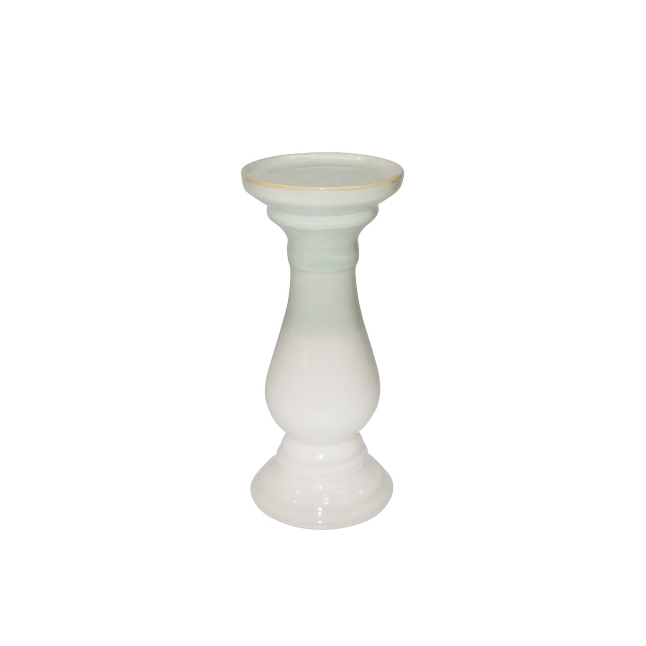 9.75" Green/White Ceramic Candle Holder EJ561