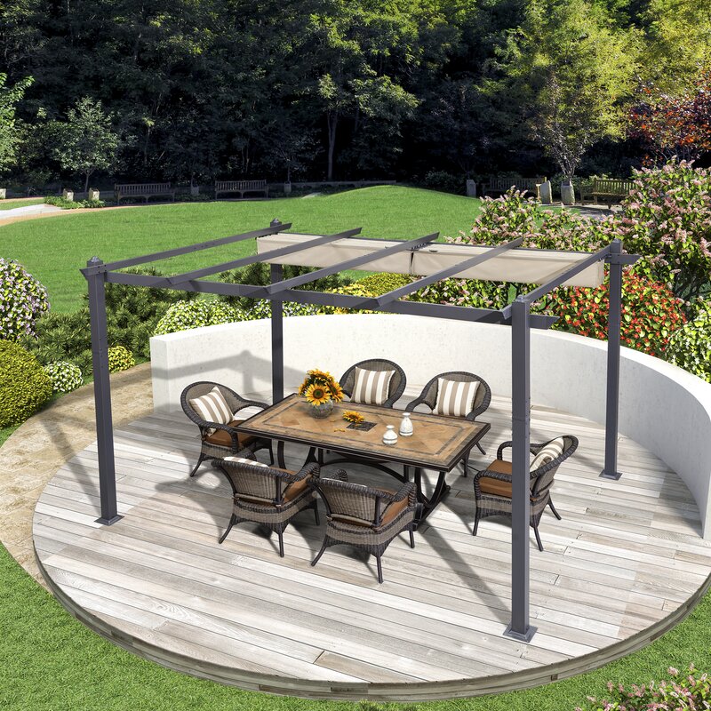13 Ft. W x 10 Ft. D Metal Pergola with Canopy CA251