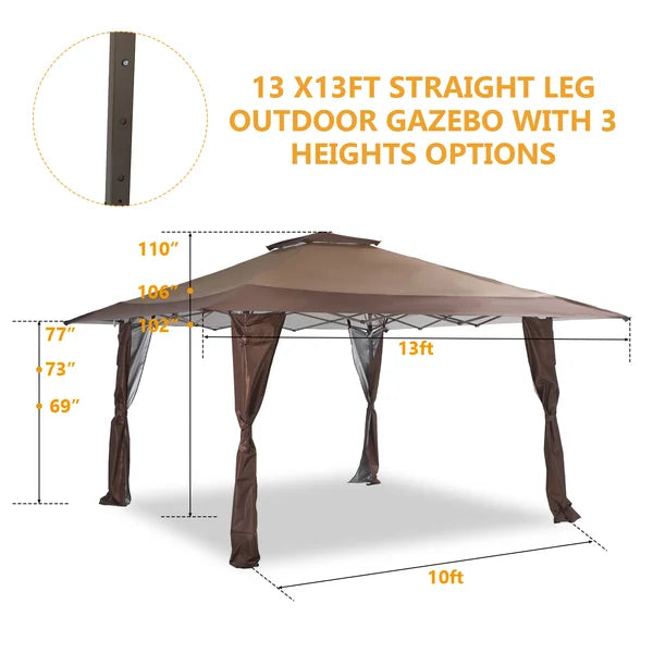 13 Ft. W x 13 Ft. D Steel Pop-up Canopy