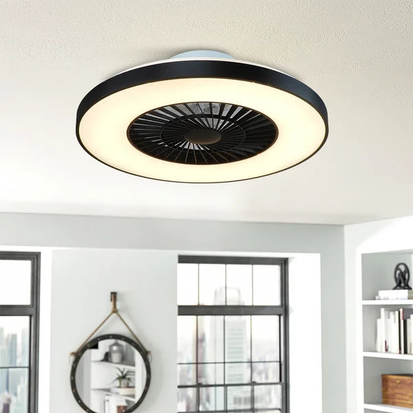 14.17'' Machella 7 - Blade LED Flush Mount Ceiling Fan with Remote Control and Light Kit Included
